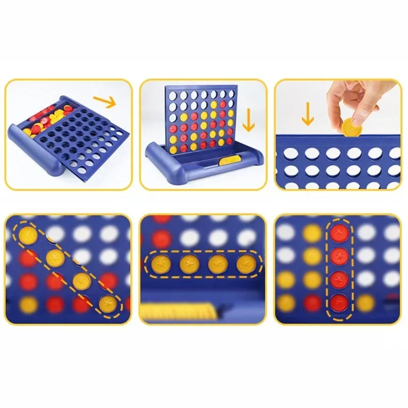 Foldable Connect 4 Travel Board Game – 4-in-a-Row Portable Family Strategy Toy for Kids