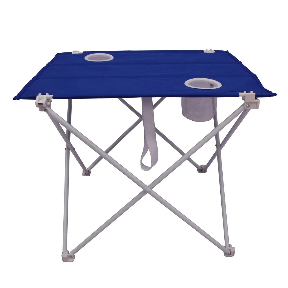 Foldable Portable Beach Table 24.21 x 20.87 x 20 in (61.5 x 53 x 50.8 cm) – Rust-Resistant Steel Frame, Weather-Resistant Top & 2 Cup Holders