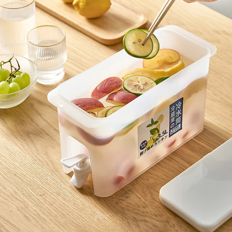 3.5L (118 fl oz) Cold Beverage Dispenser with Faucet, Plastic Water Jug for Juice, Lemonade, Fridge & Outdoor