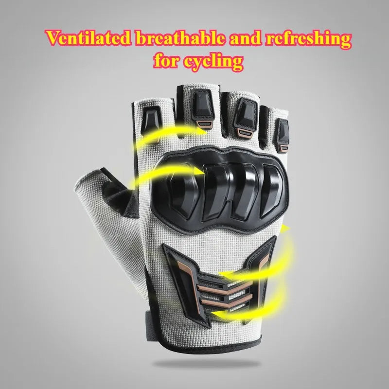 Half Finger Motorcycle Gloves Breathable Anti-Slip Protective Cycling Gloves for Electric Bike Racing