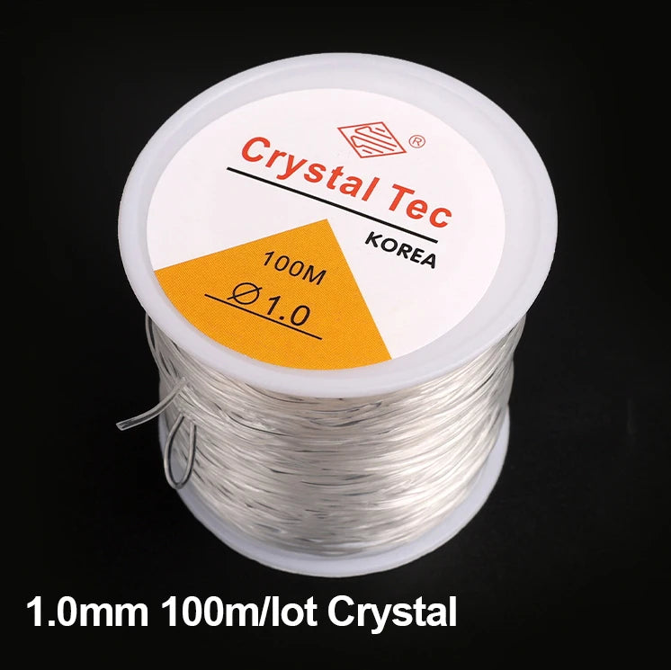 100m (328 ft) Transparent Elastic Crystal Beading Thread Cord 0.5–1mm Jewelry Making Stretch String for Necklaces & Bracelets