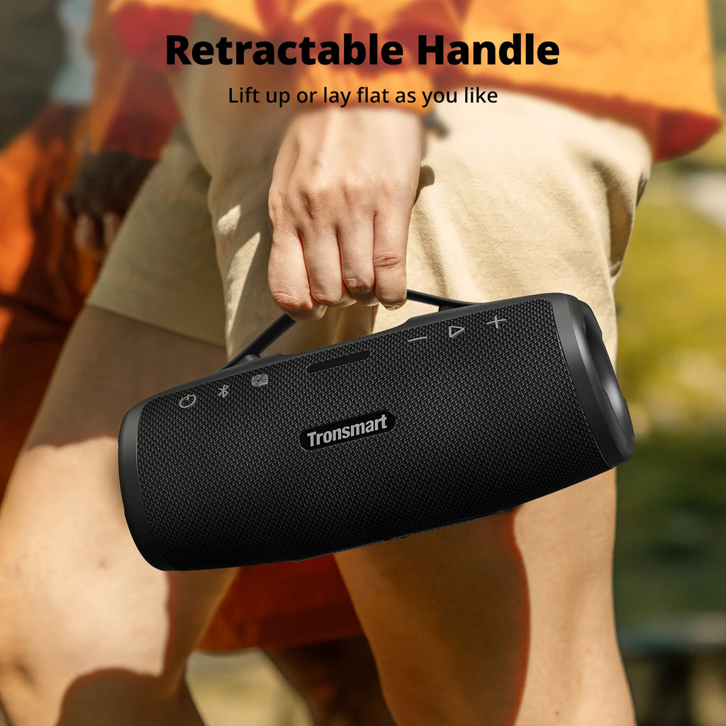 50W Portable Bluetooth Speaker IPX7 Waterproof with Retractable Handle and Built-in Power Bank
