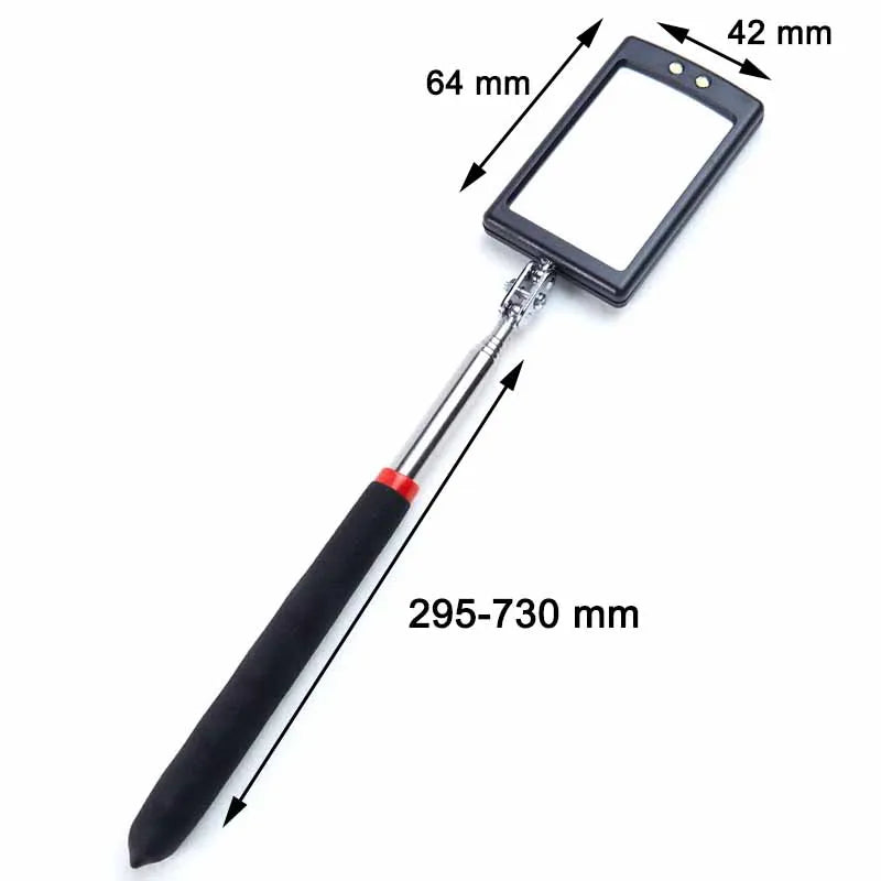 360° Telescoping Inspection Mirror with LED Light & Magnetic Tip, Extendable 9.5–28.7 in (24–73 cm) Mechanic Repair Tool