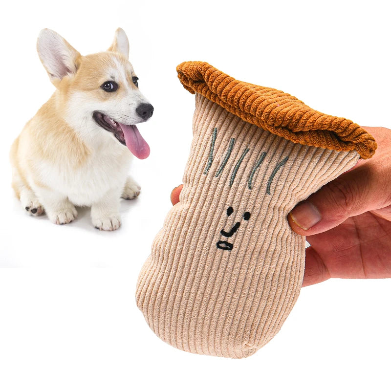 3-Pack Plush Squeaky Dog Toys — Garlic, Mushroom & Onion Soft Fleece Squeakers for Small & Medium Dogs