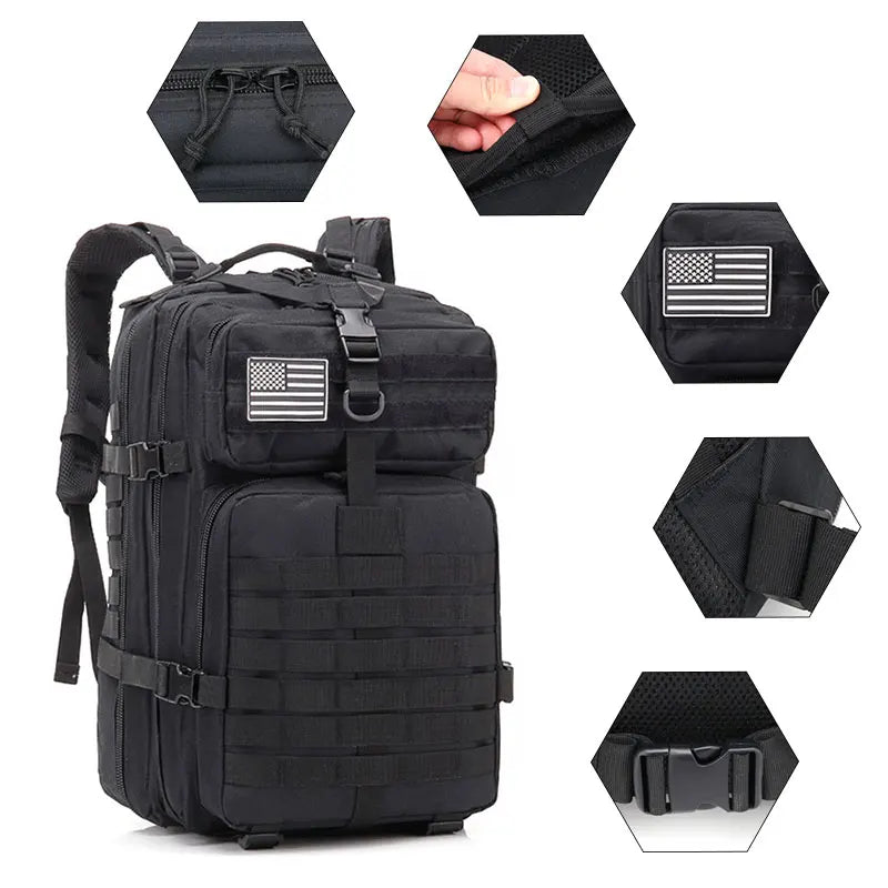 50L Tactical Backpack (≈3050 cu in) - EDC MOLLE Outdoor Travel, Trekking & Hunting Pack