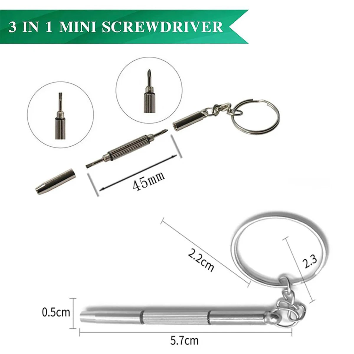 Mini 3-in-1 Precision Screwdriver Set for Eyeglasses & Watches — 1/2/10 Pack Portable Repair Tool