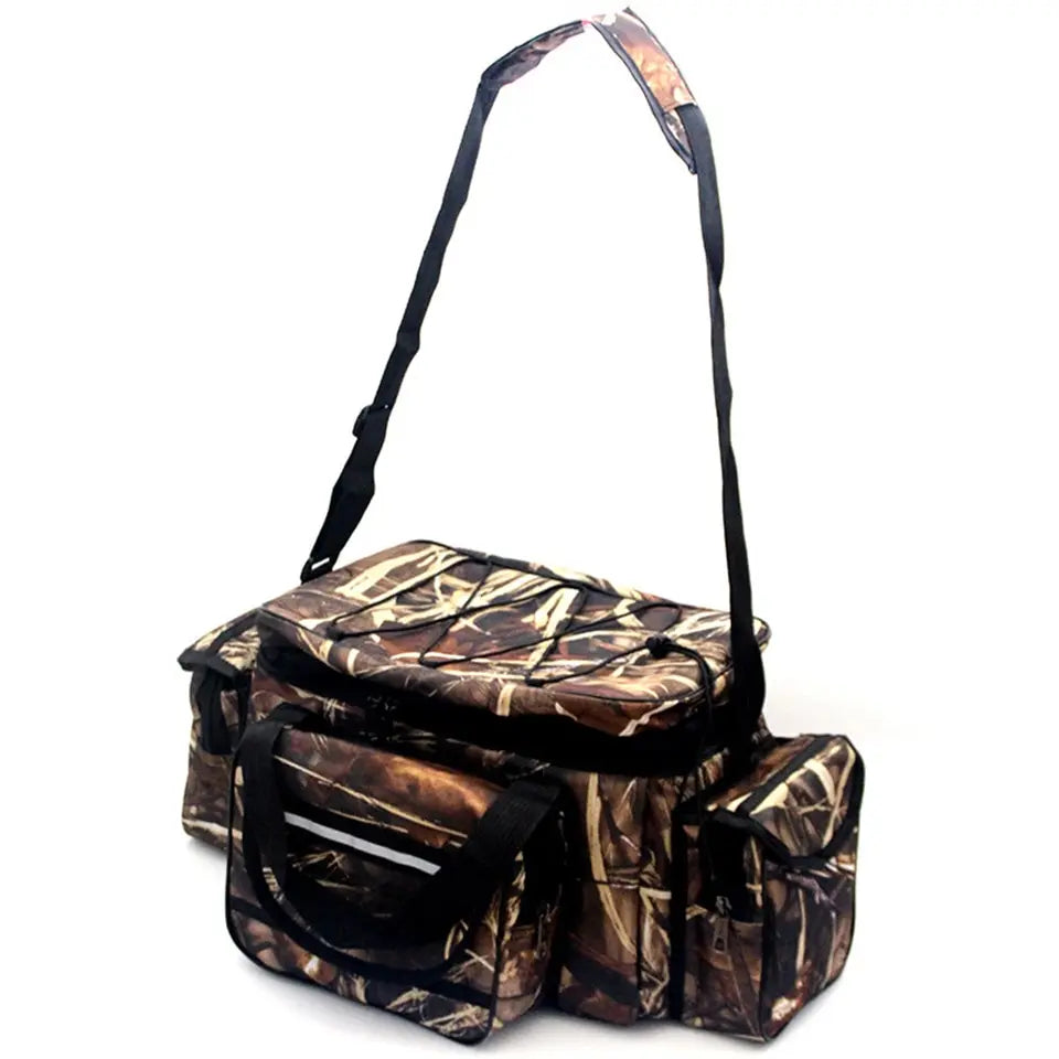 Waterproof Fishing Tackle Bag 50 x 30 x 25 cm (19.7 x 11.8 x 9.8 in) Large Capacity Nylon Two-Layer Shoulder Bag