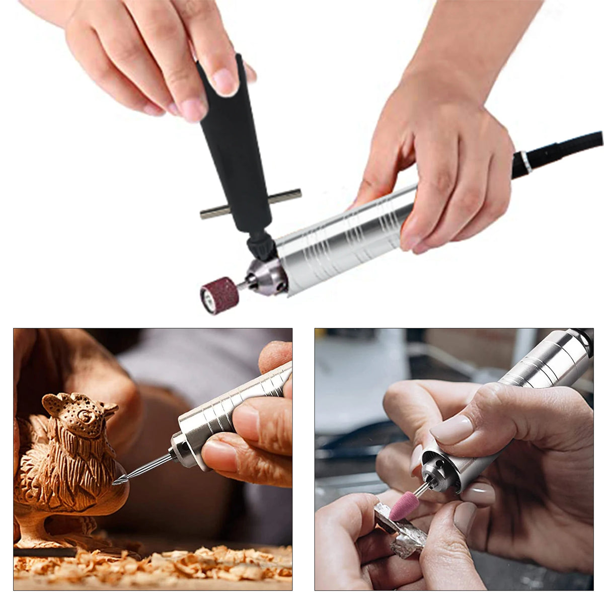 SR Hanging Flex Shaft Rotary Tool 230W with Stepless Foot Pedal – Rotary Carver for Engraving, Polishing & Buffing