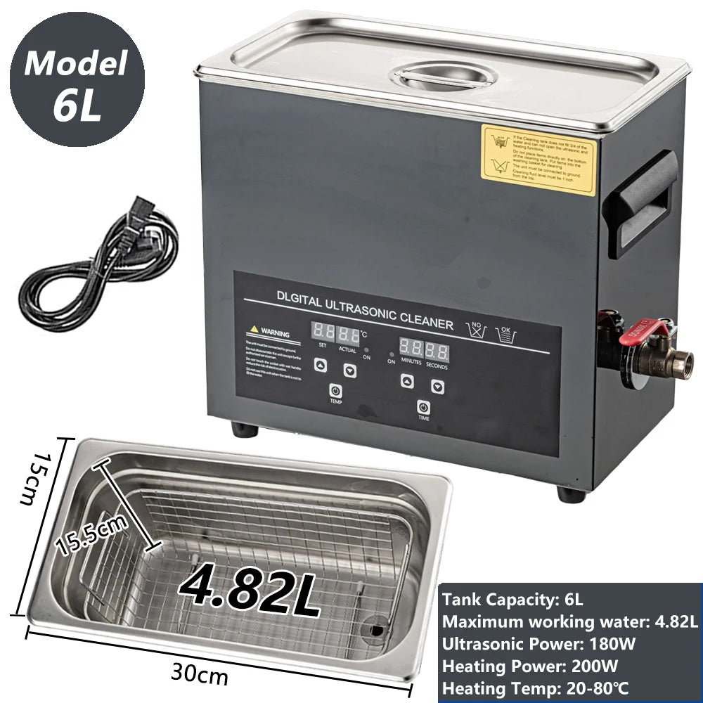 Ultrasonic Cleaner 40kHz | Heated Digital Stainless Steel Cleaner - 2–30L (0.53–7.93 gal) Options for Jewelry, Watches & Glasses