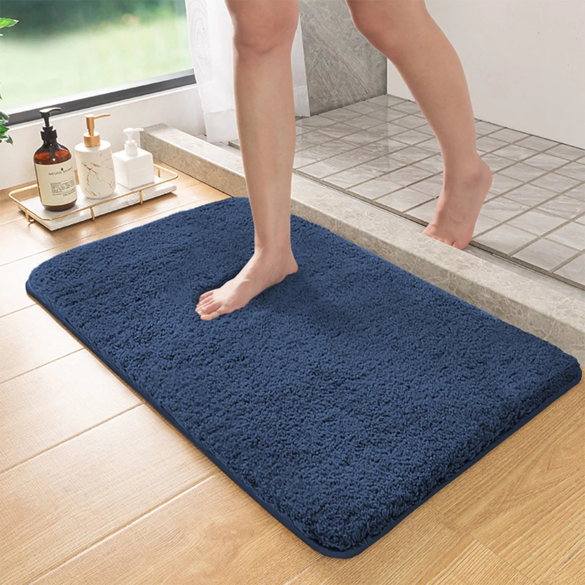 Long-Pile Shaggy Absorbent Bath Mat – Fluffy Non-Slip Bathroom & Entrance Rug