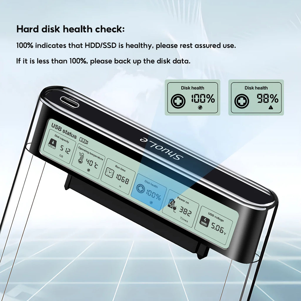 2.5-Inch SATA SSD/HDD USB 3.2 Enclosure — 5Gbps UASP Transparent External Hard Drive Case