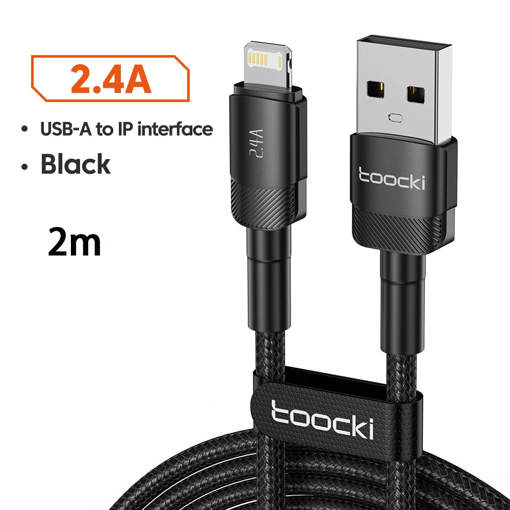USB-A to Lightning Fast Charging Cable for iPhone & iPad — 2.4A Aluminum Alloy Data Sync Cord