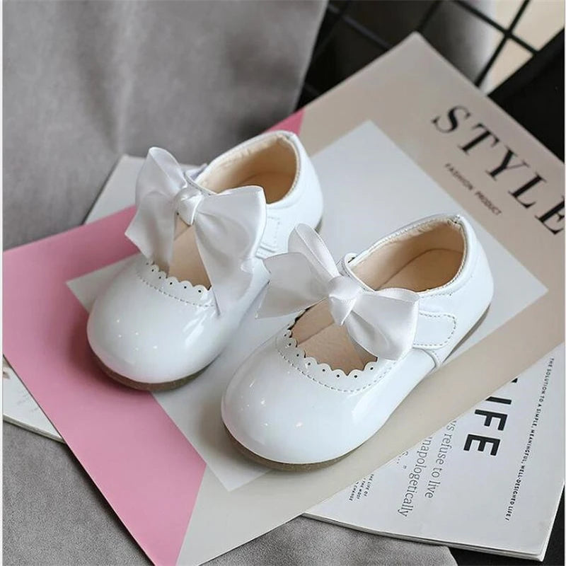 Toddler & Little Girls Patent Leather Mary Janes with Big Bow, Princess Party & School Flats