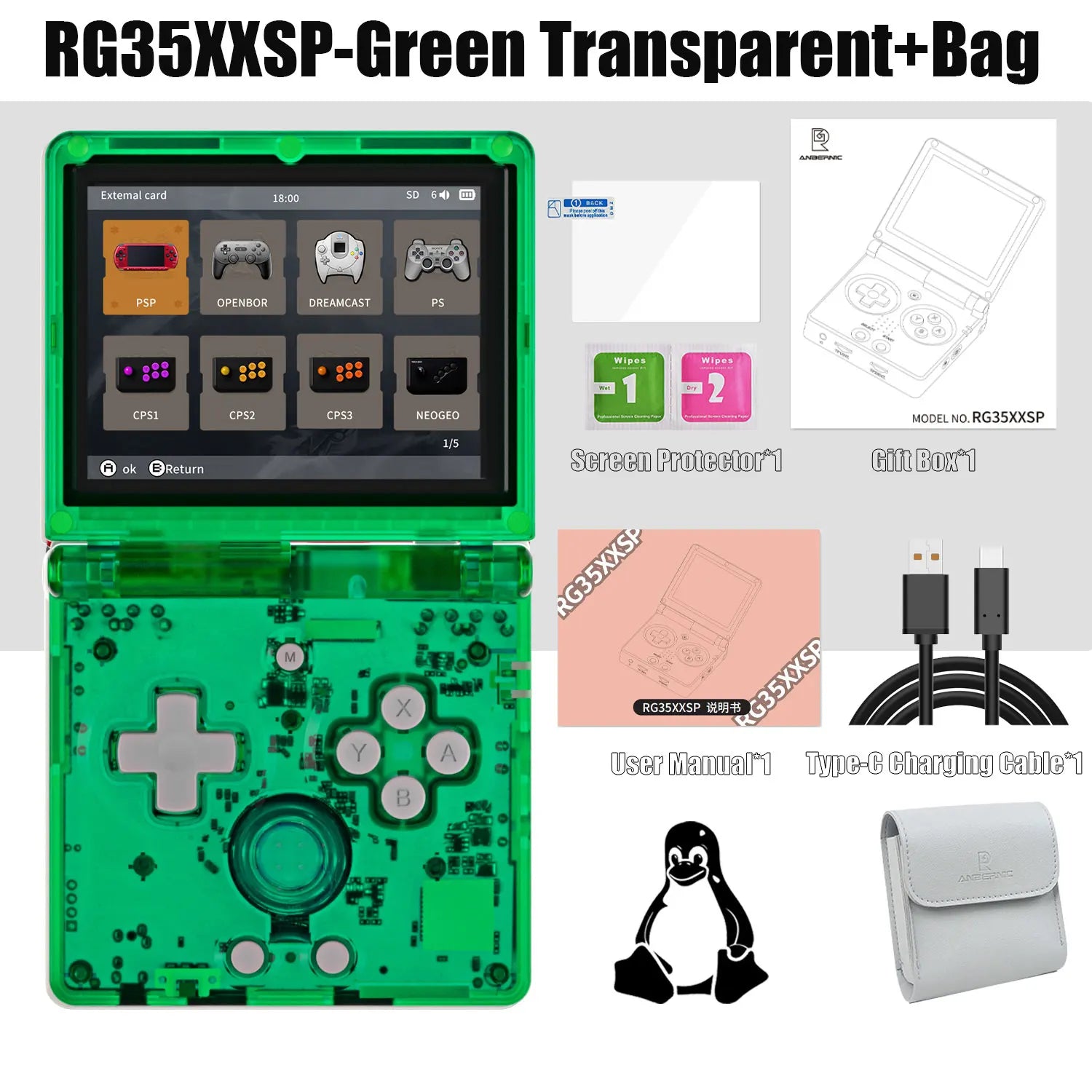 3.5-inch (8.9 cm) IPS Flip Handheld Retro Game Console – 64GB Storage, HDMI TV Output, 5,500+ Preloaded Games, Wi-Fi & Bluetooth