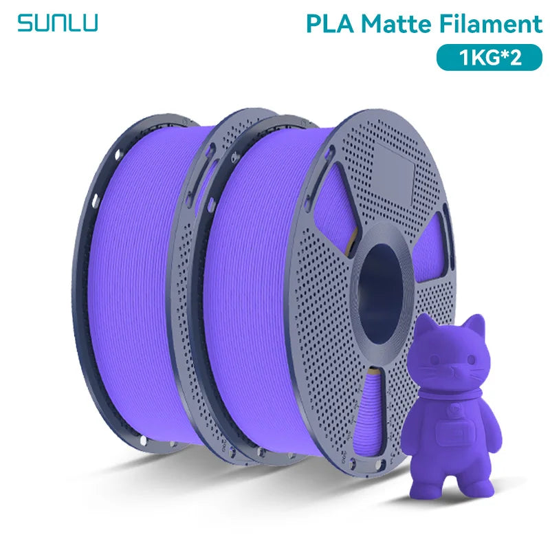 PLA Matte Filament 1.75mm 1kg Spool (2.2 lb) 2-Pack, Matte Finish Neatly Wound for FDM 3D Printers