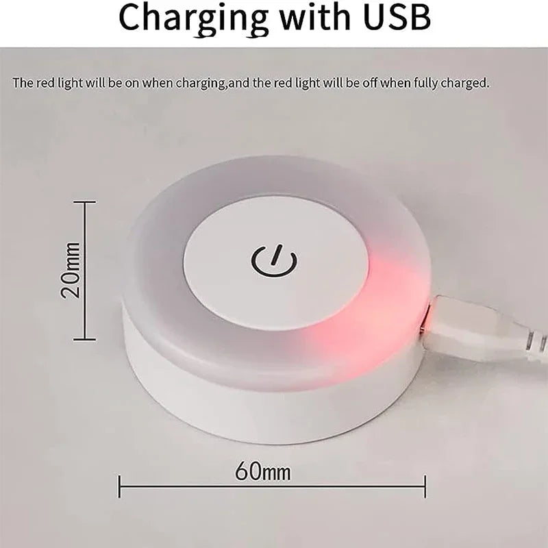 Portable USB Rechargeable LED Night Light - Touch Round Table Lamp for Bedroom, Kids Room & Living Room