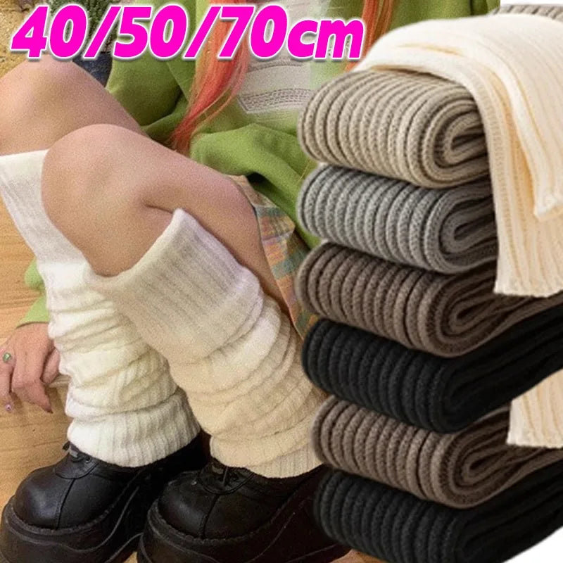 Women's Y2K Knit Leg Warmers 1 Pair — Crochet Boot Cuffs, 40/50/70 cm (15.7/19.7/27.6 in) — Black White