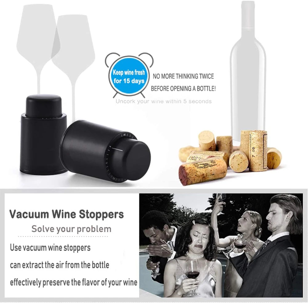 Vacuum Wine Bottle Stopper with Date Dial – Airtight Reusable Wine Sealer Pump