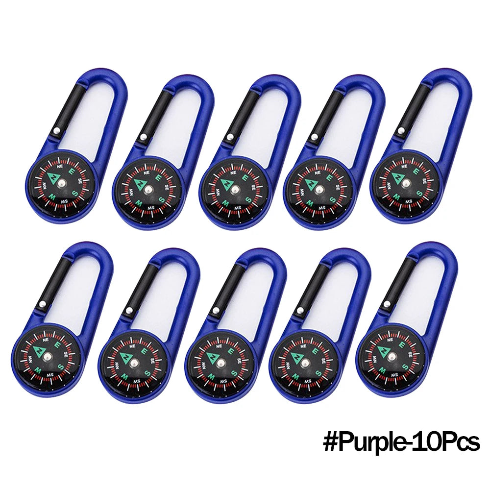 Mini Compass Carabiner Keychain — Camping & Hiking Backpack Buckle Survival Tool