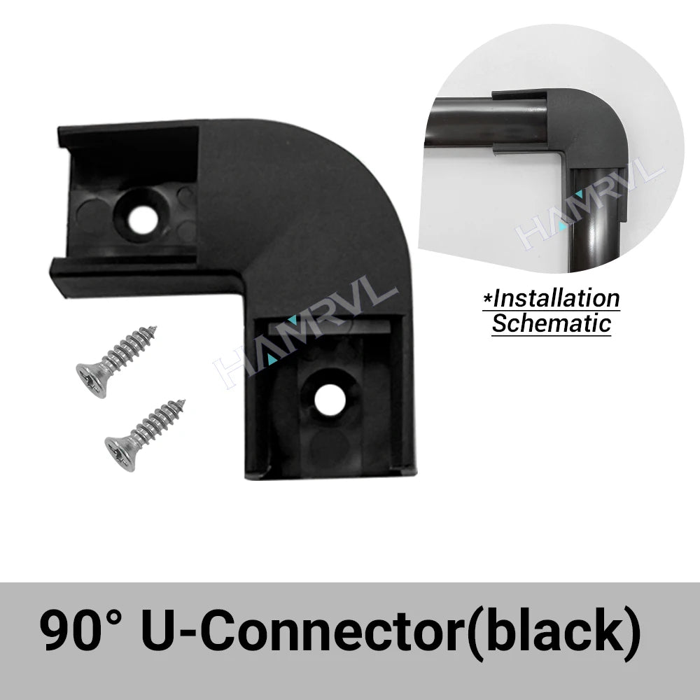 0.5m LED Aluminum Channel Kit 16x16mm - U/V/Y/W Profiles, Black or Silver, 2–30 Pack