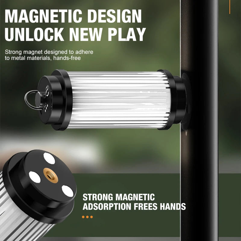 LED Camping Lantern 5 Modes, USB-C Rechargeable, Adjustable Hanging Hook & Bracket Mount