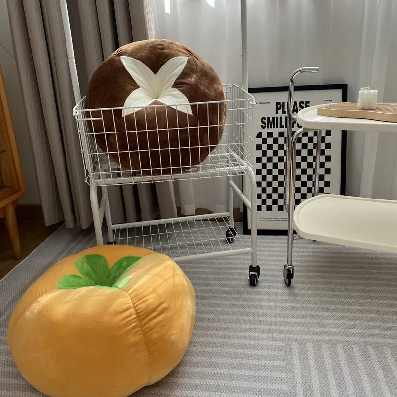 Thick Round Memory Seat Cushion - Tomato Persimmon Mushroom Shaped Decorative Pillow for Window Seat & Bedroom