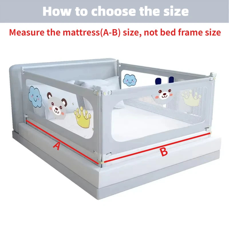 Liftable Baby Bed Guardrail – Strong Safety Rail & Crib Side Bumper, 1.5 m (59 in), 1.6 m (63 in), 1.8 m (71 in), 2.0 m (79 in)