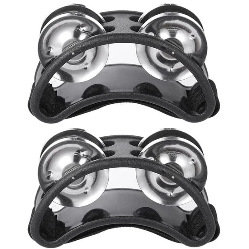 2-Pack Elliptical Hand & Foot Jingle Drum Tambourines – Kids Musical Percussion Instrument for Party & Music Education