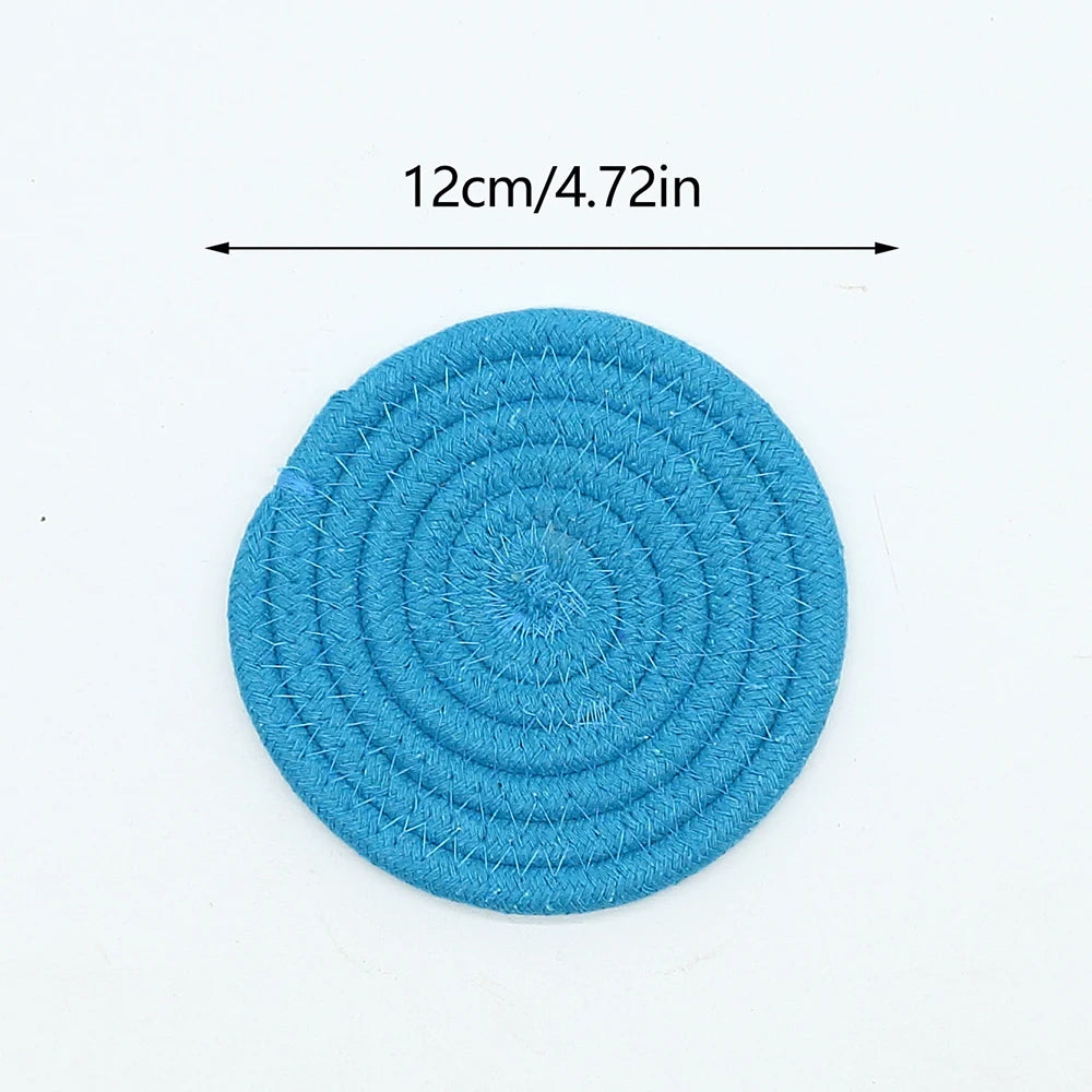 Woven Cotton-Linen Drink Coaster - Heat Resistant, Absorbent Cup Mat for Tabletop Protection