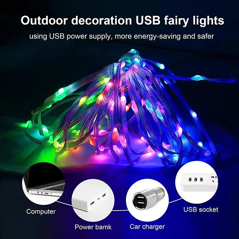 RGBIC Bluetooth LED String Lights - Smart Waterproof Fairy Strip, 2m–30m (6.6–98.4 ft) for Party, Curtain & Room