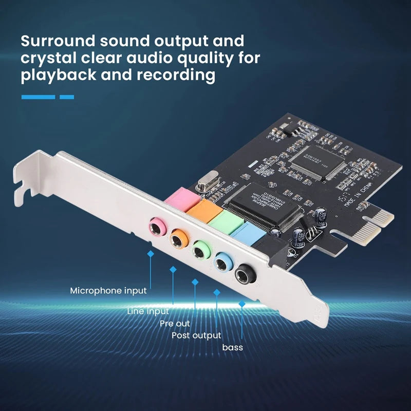 PCIe x1 4.1/6-Channel 24-Bit 3D Audio PCI Express Sound Card for PC EAX A3D DirectSound