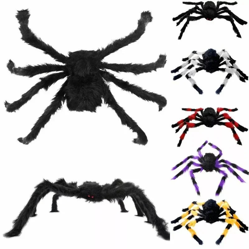 Giant Round Spider Web (150–250 cm / 59–98 in) with Large Hairy Fake Spider – Halloween Yard & Door Scare Prop