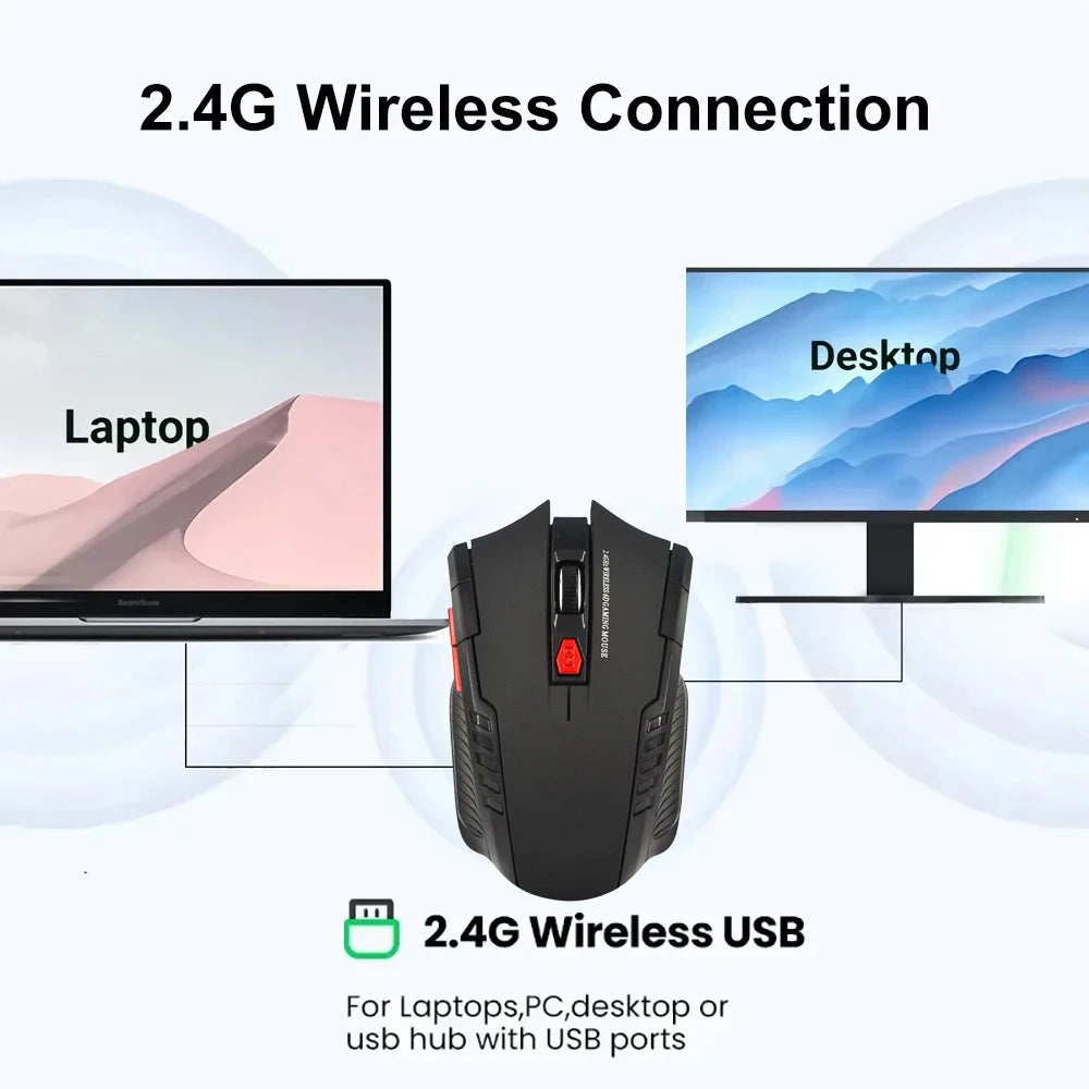 2.4G Wireless Mini Optical Mouse 1600 DPI with USB Receiver – 6-Button Right-Handed Portable Mouse for Laptop PC