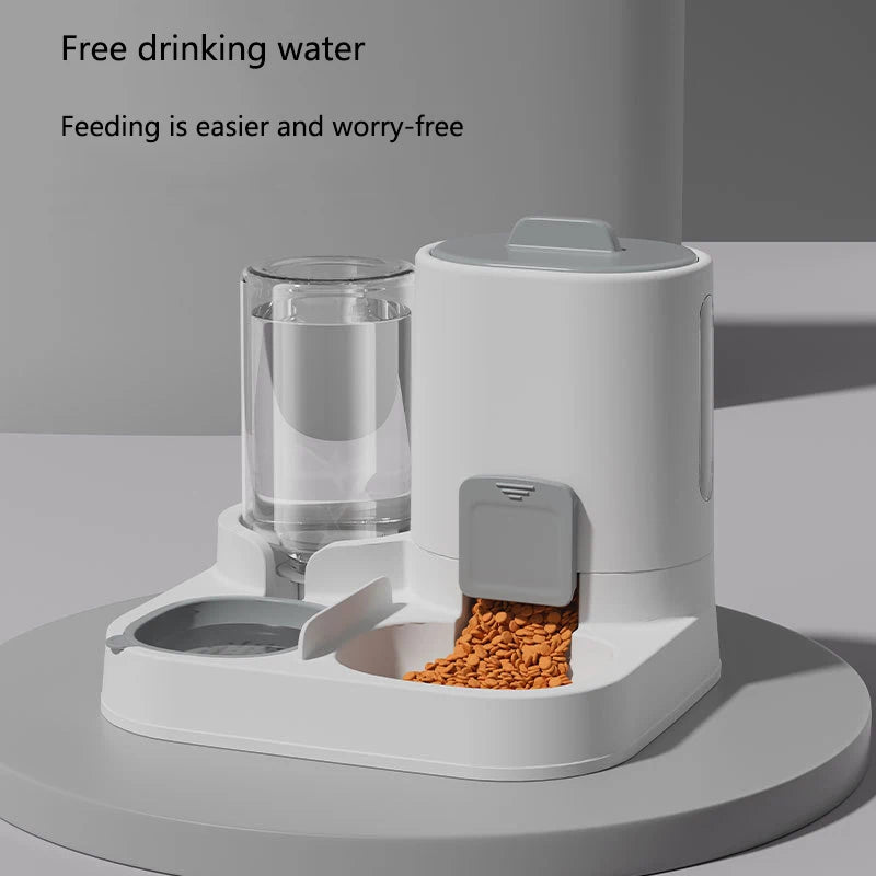 2-in-1 Pet Food & Water Bowl - Large Capacity Smooth Plastic Feeder for Cats & Small Dogs
