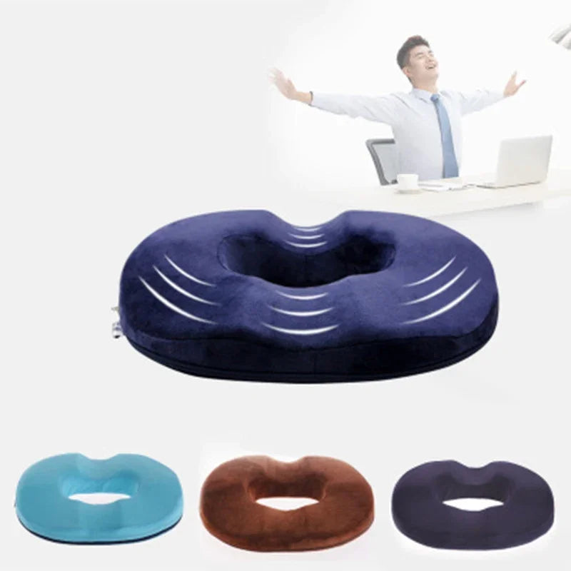 Anti-Hemorrhoid Orthopedic Memory Foam Seat Cushion - Tailbone Pillow for Office, Car & Yoga, Removable Cover