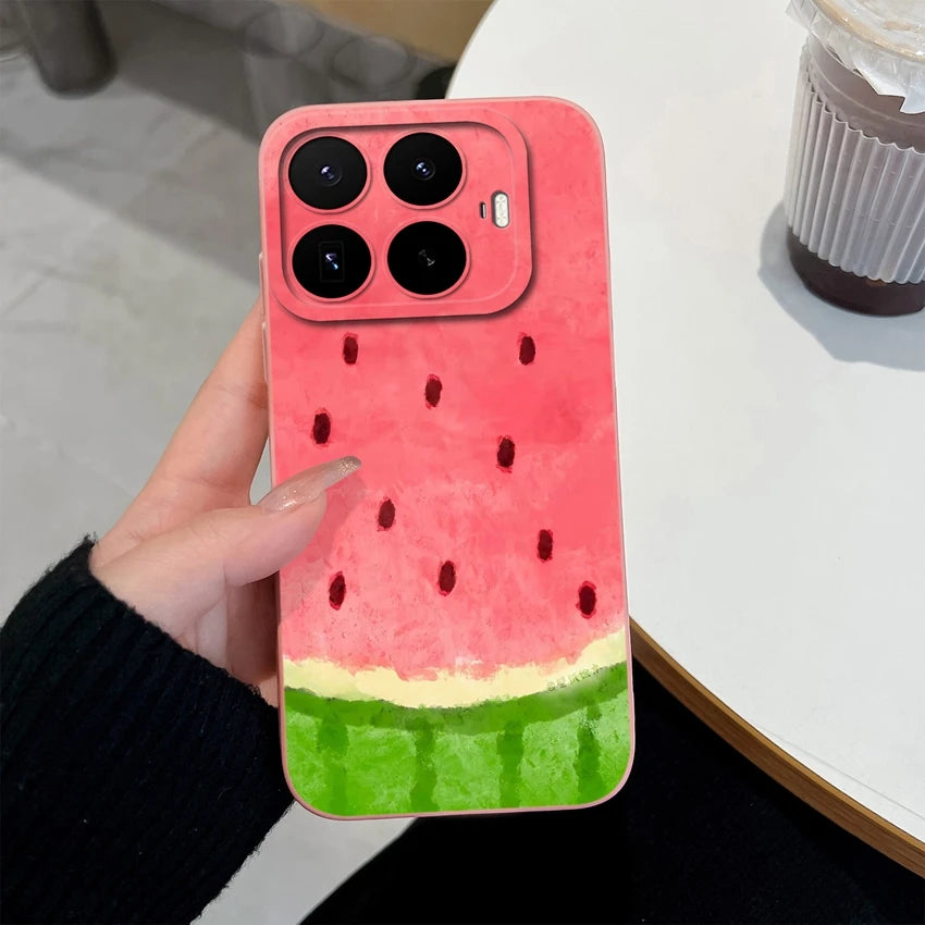 Liquid Silicone Phone Case for Xiaomi 17T / 17T Pro — Vibrant Fruit Print Soft Shell, Anti-Fingerprint Shockproof Bumper