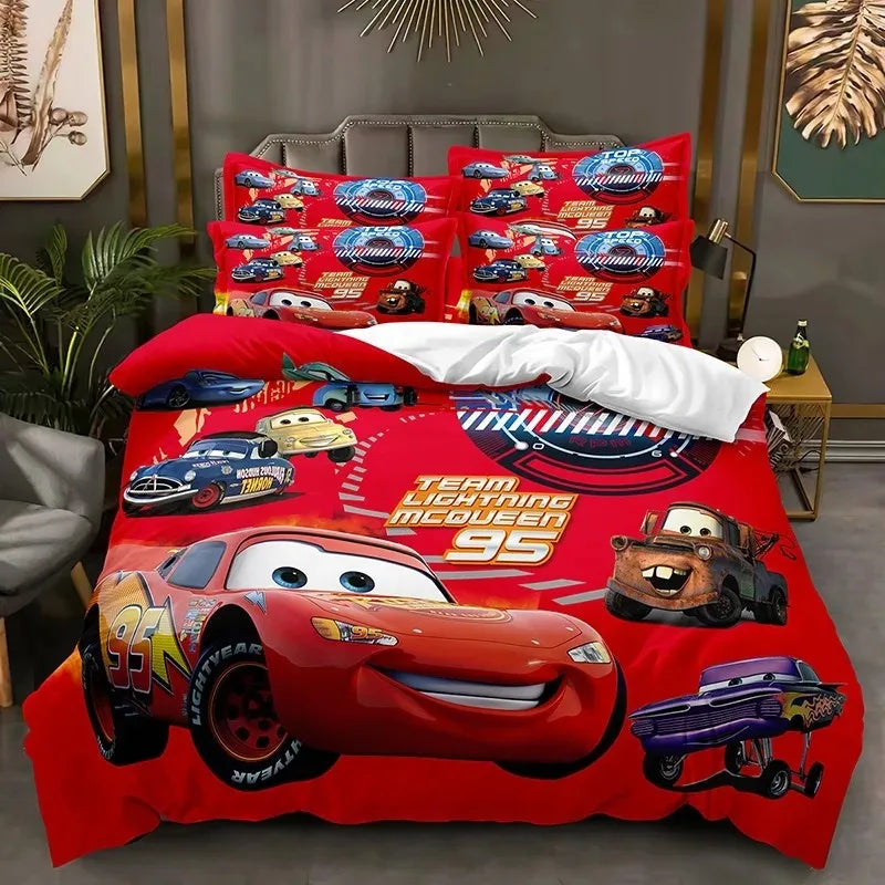 3-Piece Kids Cartoon Cars Duvet Cover Set - Race Car Bedding for Boys, Multiple Sizes 1.35-2.0 m (4.5-6.6 ft)