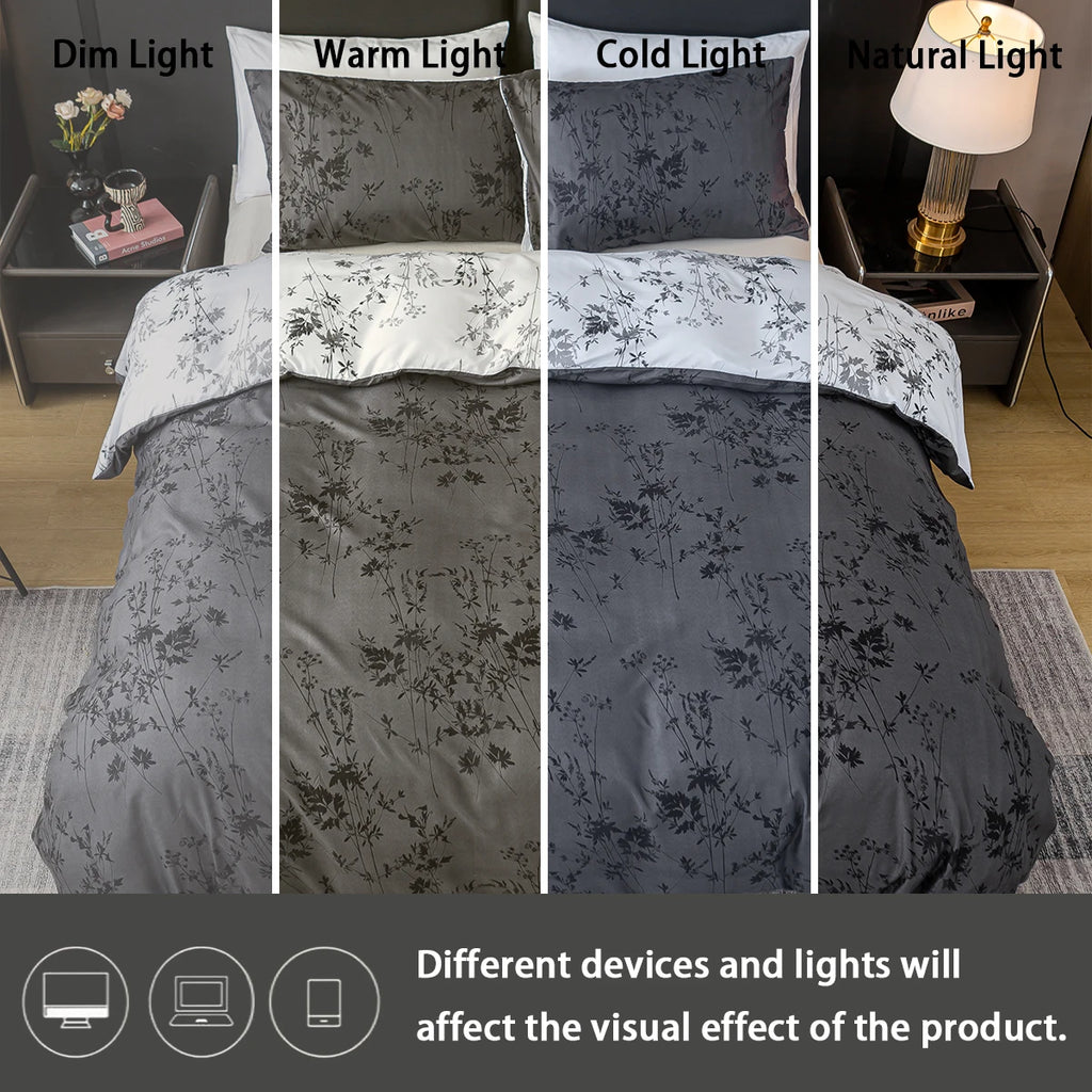 3-Piece Printed Duvet Cover Set — Soft 100% Polyester Bedding with 2 Pillowcases, Sizes 1.0–2.0 m (3.3–6.6 ft)