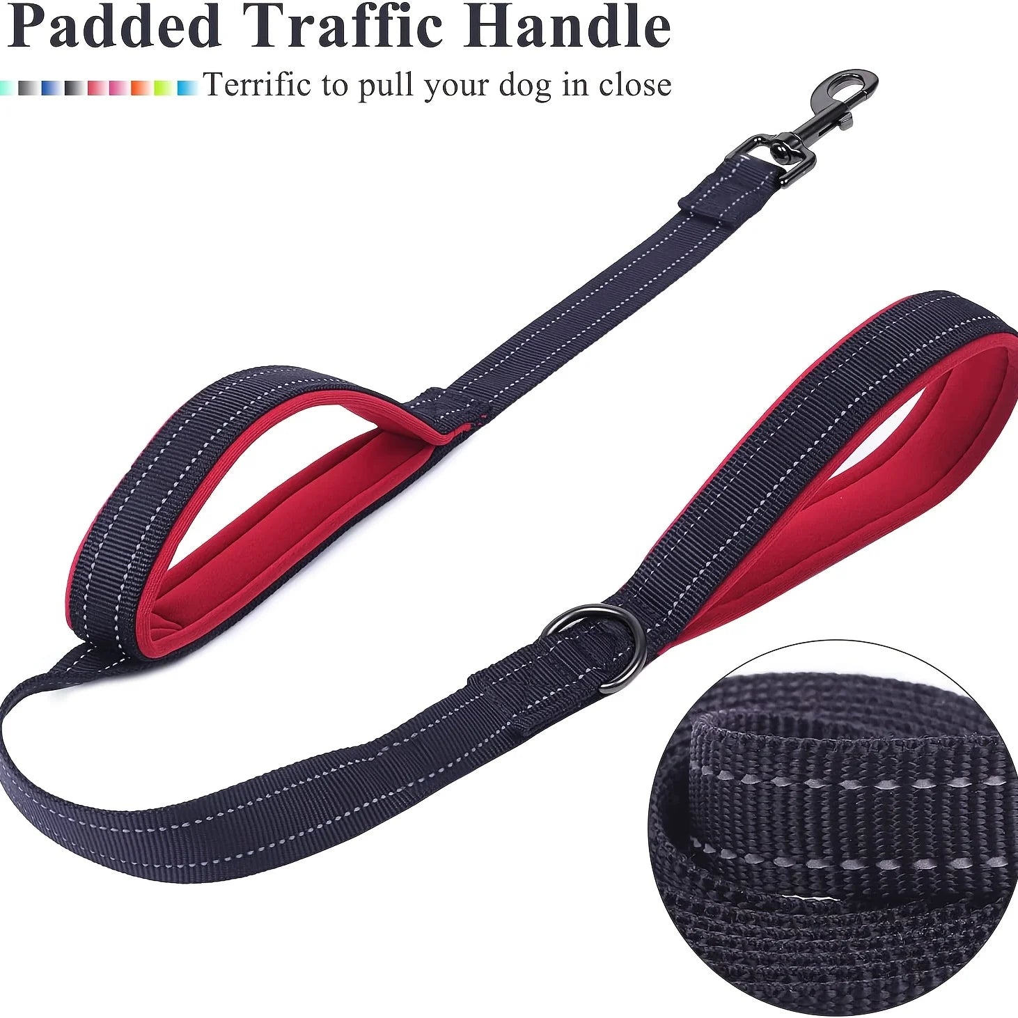 Heavy Duty Double Handle Dog Leash - Dual Handle Training Lead for Outdoor Travel & Greater Control