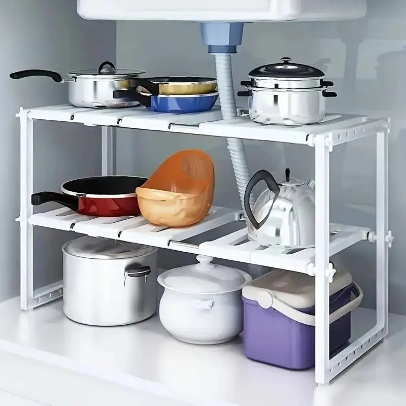 Multi-Purpose Stackable Cabinet Organizer Shelves – Kitchen, Sink & Pantry Storage