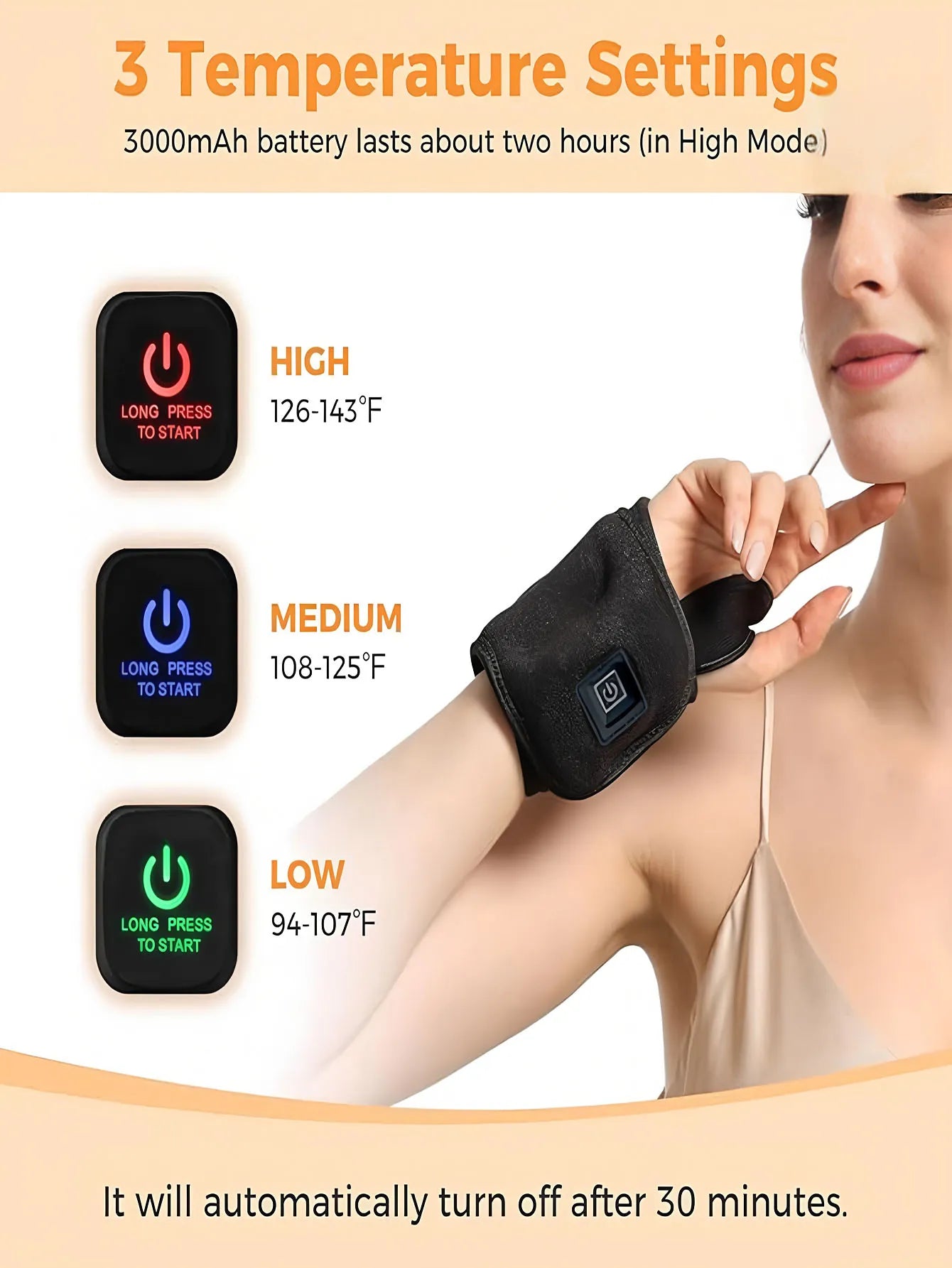 USB Electric Heated Wrist Brace – Adjustable Breathable Black Strap, Sports Wrist Support & Joint Pain Relief