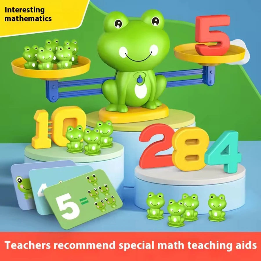 Frog Balance Math Toy for Kids, Addition & Subtraction Learning Scale, Early Education STEM Counting Game