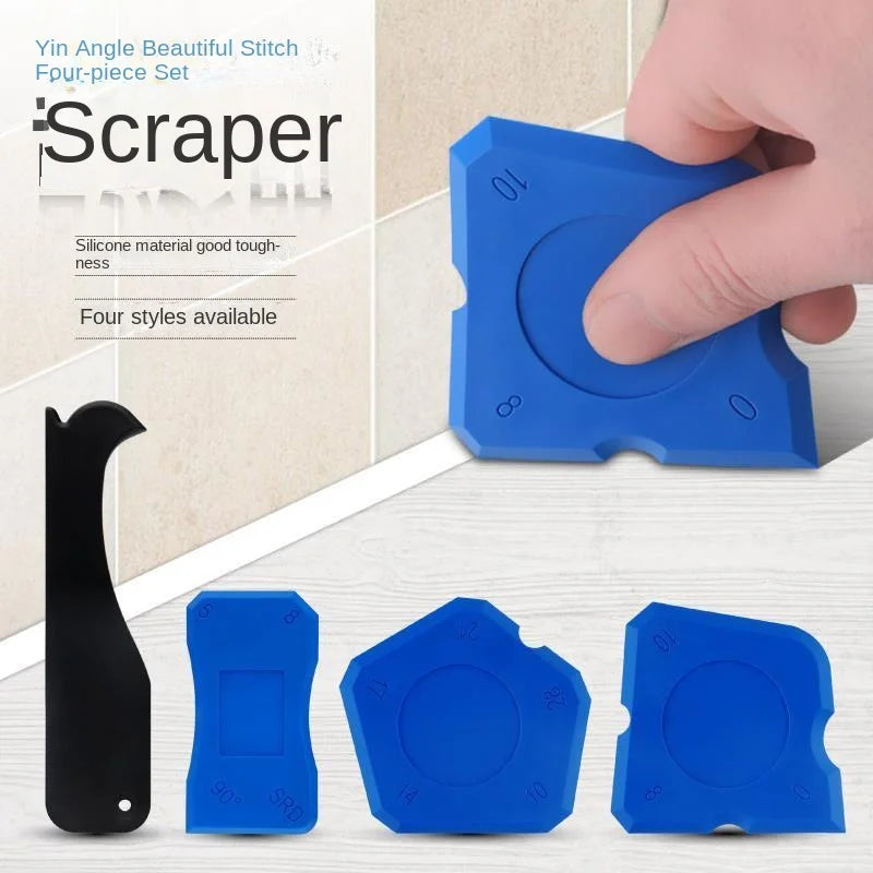 4-Piece Silicone Caulking Tool Set for Sealant Spreading, Smoothing & Easy Cleanup