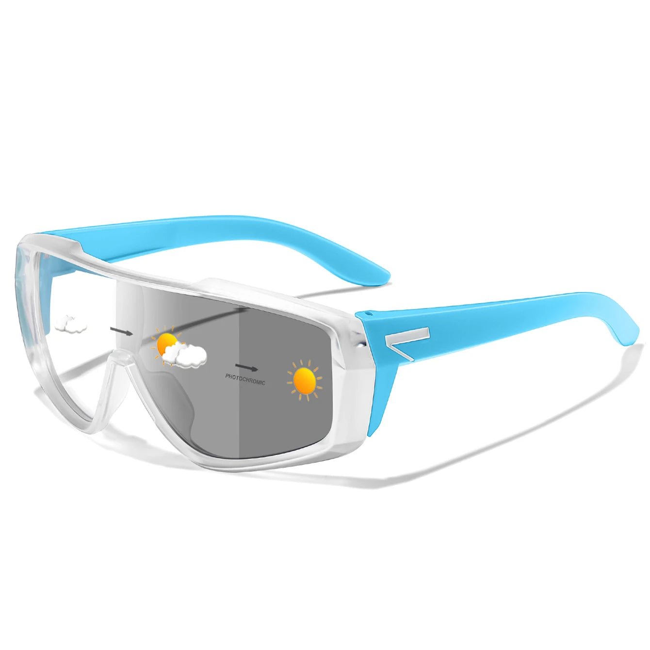 Unisex Photochromic Road Bike Sunglasses - Polycarbonate Lenses, 142 mm (5.6 in) W x 58 mm (2.3 in) H