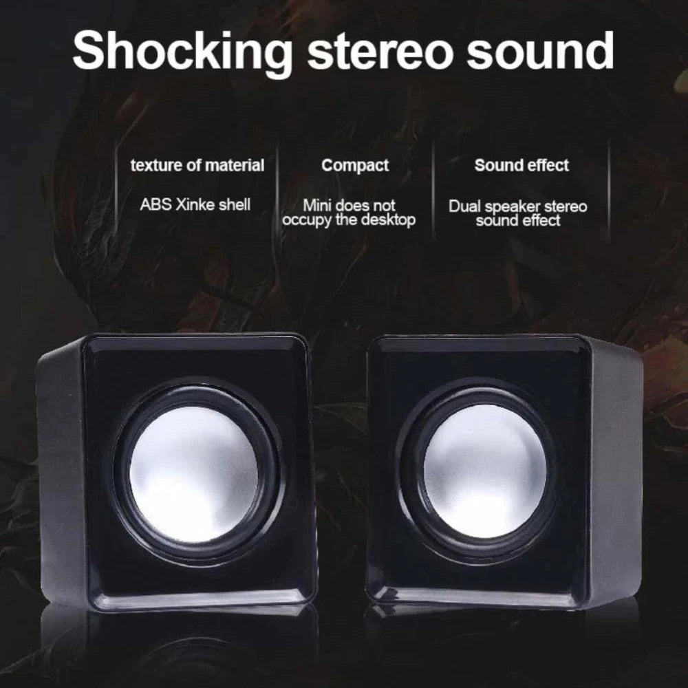 Mini USB Computer Speakers 2.0 Stereo - Portable PC Laptop Desktop Sound System, 3W x2