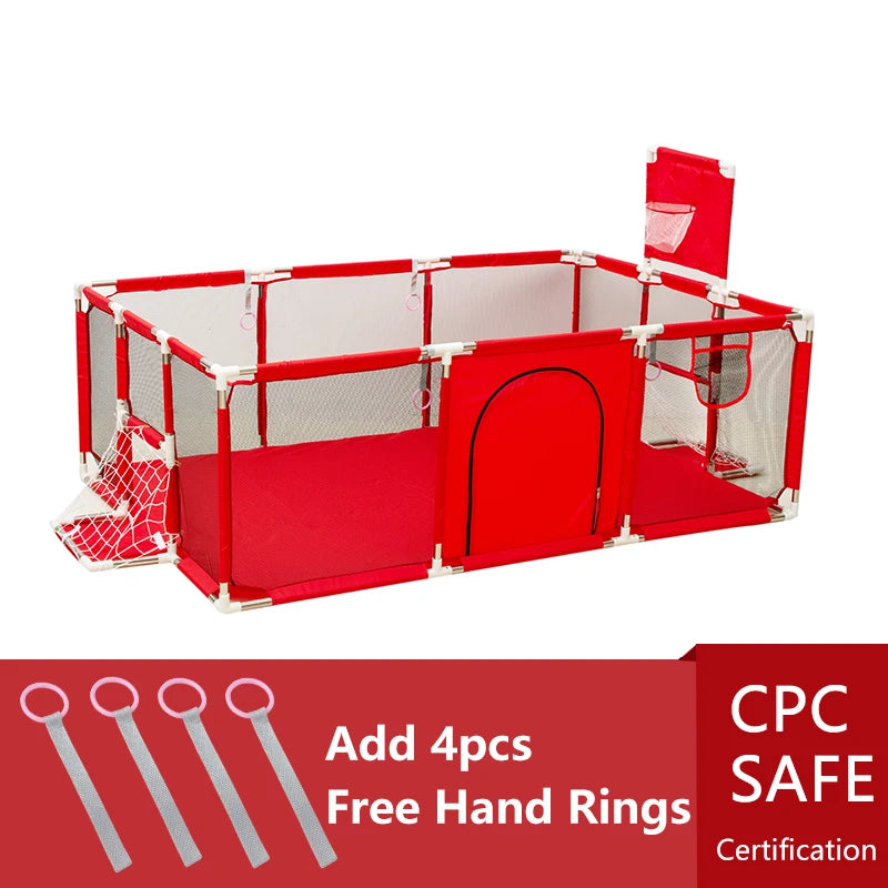Large Playpen 107 x 235 x 129 cm (42.1 x 92.5 x 50.8 in) Safety Play Yard Indoor Outdoor Toddler Ball Pool & Soft-Padded Kids Play Area, Ages 0–6Y