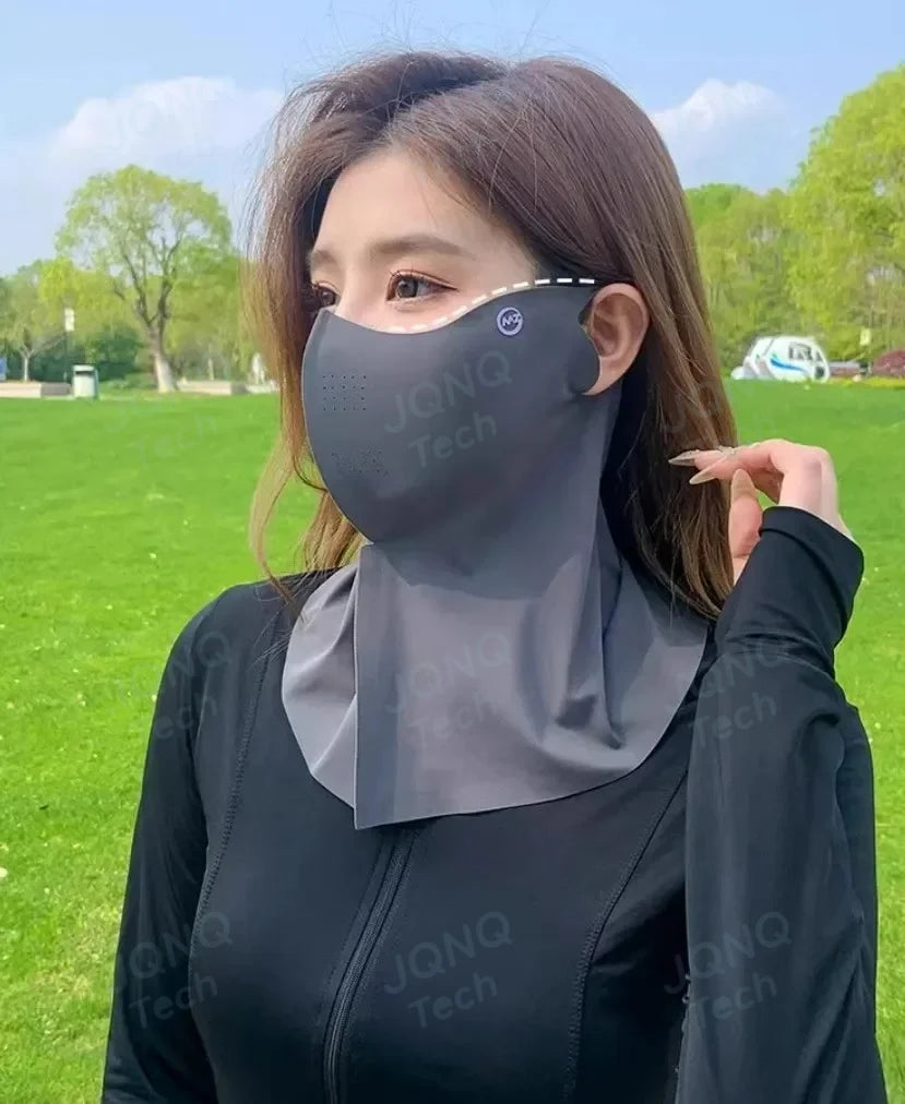 UPF50+ Ice Silk Neck Scarf Face Mask – Breathable Sun Protection Gaiter for Cycling & Outdoor Sports