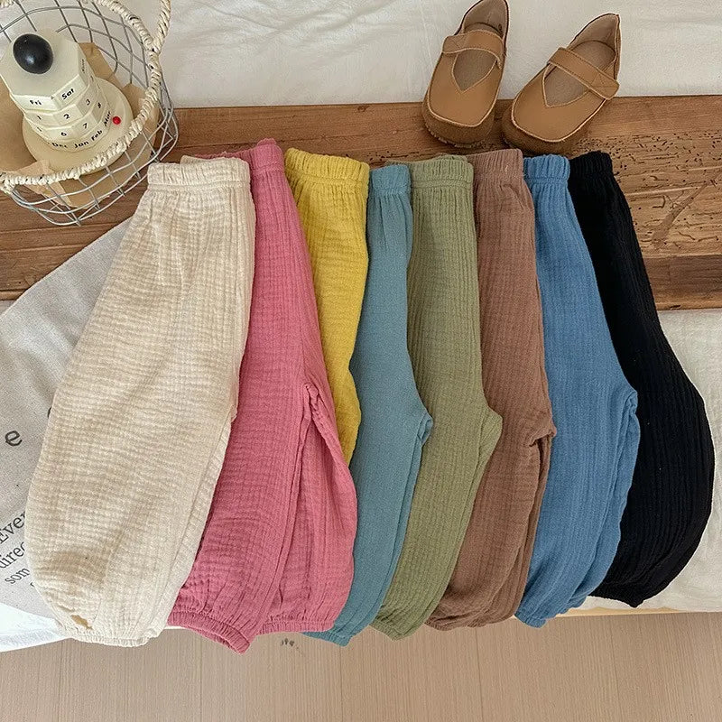 Children's Anti-Mosquito Summer Harem Pants - Lightweight Breathable Ankle-Length Casual Trousers with Elastic Waist (4-6 Years)