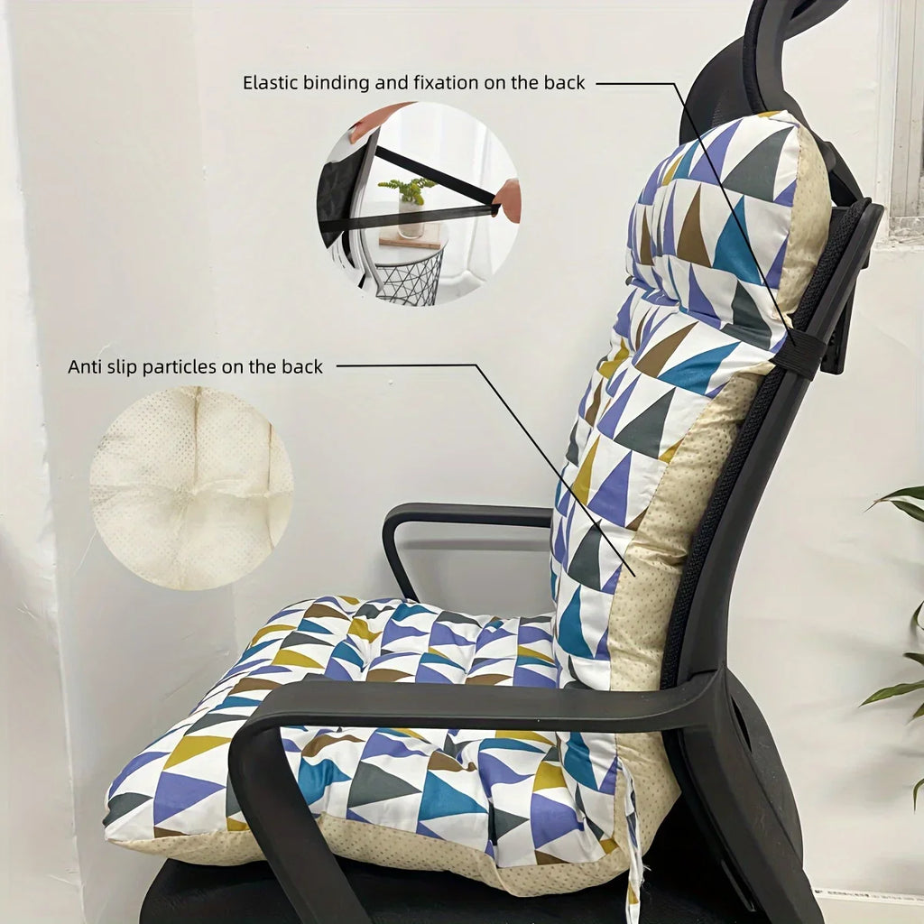 Ergonomic Memory Support Seat Cushion with Integrated Backrest and Lumbar Support for Office, Home & Car