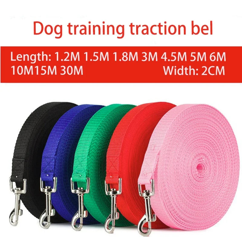 Nylon Long Dog Training Leash – Durable Quick-Release Long Line, 2 cm Wide, Multiple Lengths 4–66 ft (1.2–20 m) for Small to Large Dogs